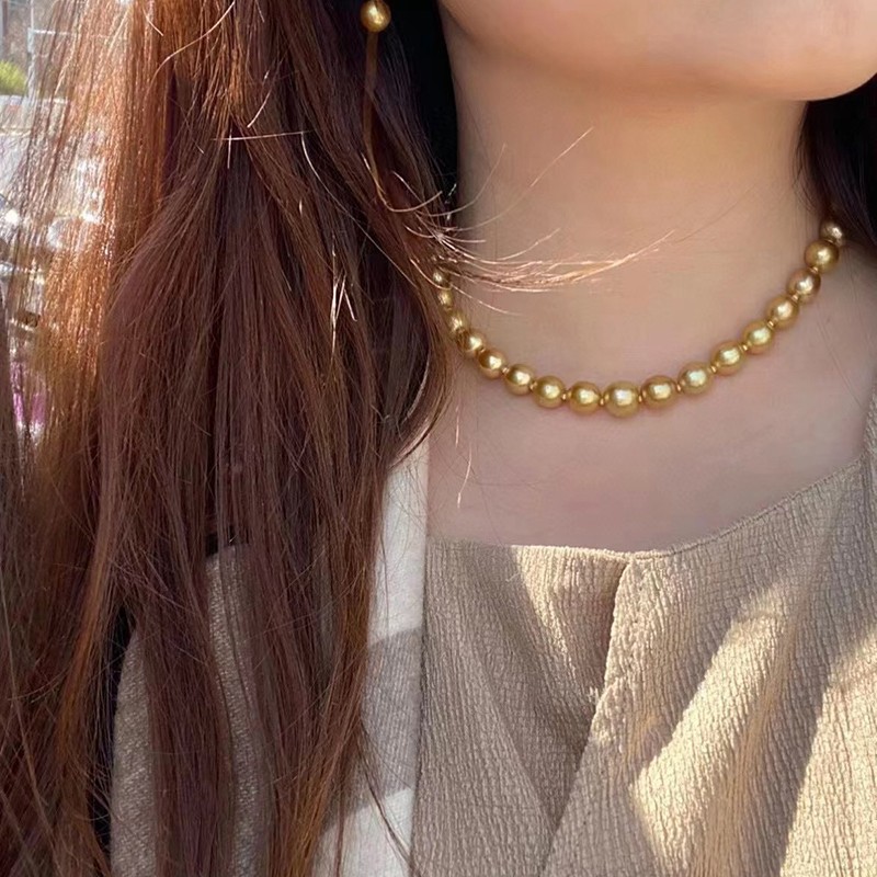 皇家矿工南洋金珍珠吊坠项链18k金镶嵌钻石轻奢时尚名媛气质锁骨链送