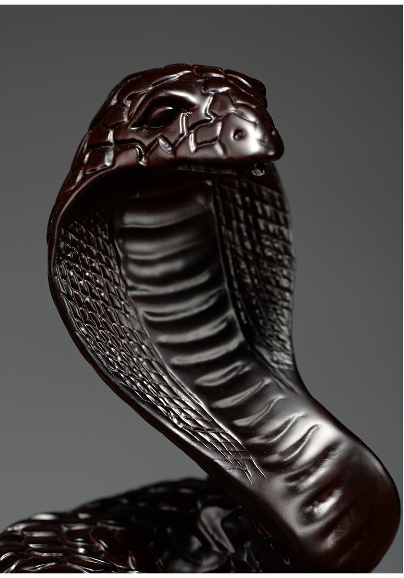 珠缘景翠黑檀木雕十二生肖蛇摆件动物实木雕刻家居办公装饰木质红木