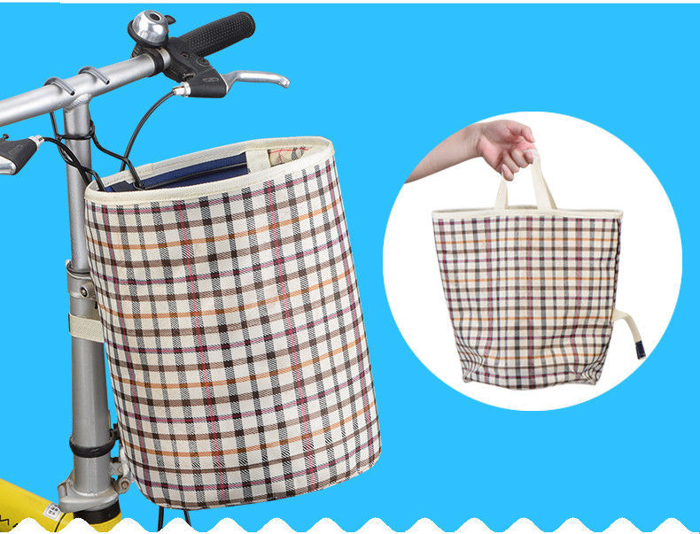 自行车篮子防水帆布车筐车篮前篮筐电动车筐折叠挂篮单车菜篮子黑格色