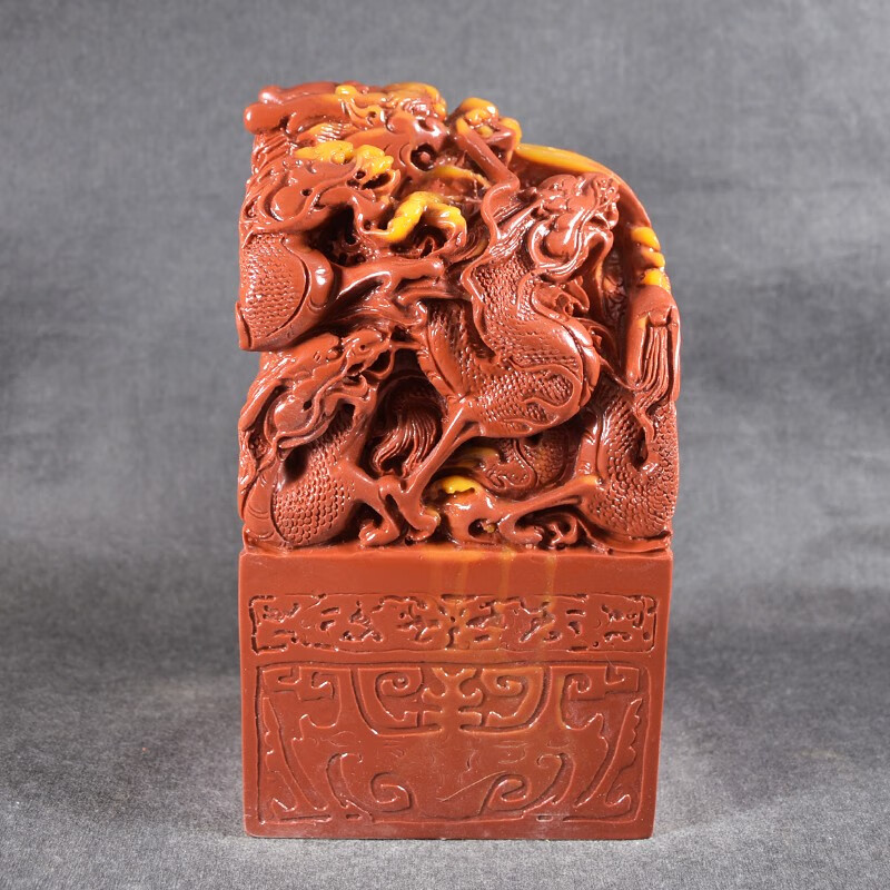 顶盈14cm九龙印玉玺大印寿山石皇帝印章传国书法古风摆件图片色