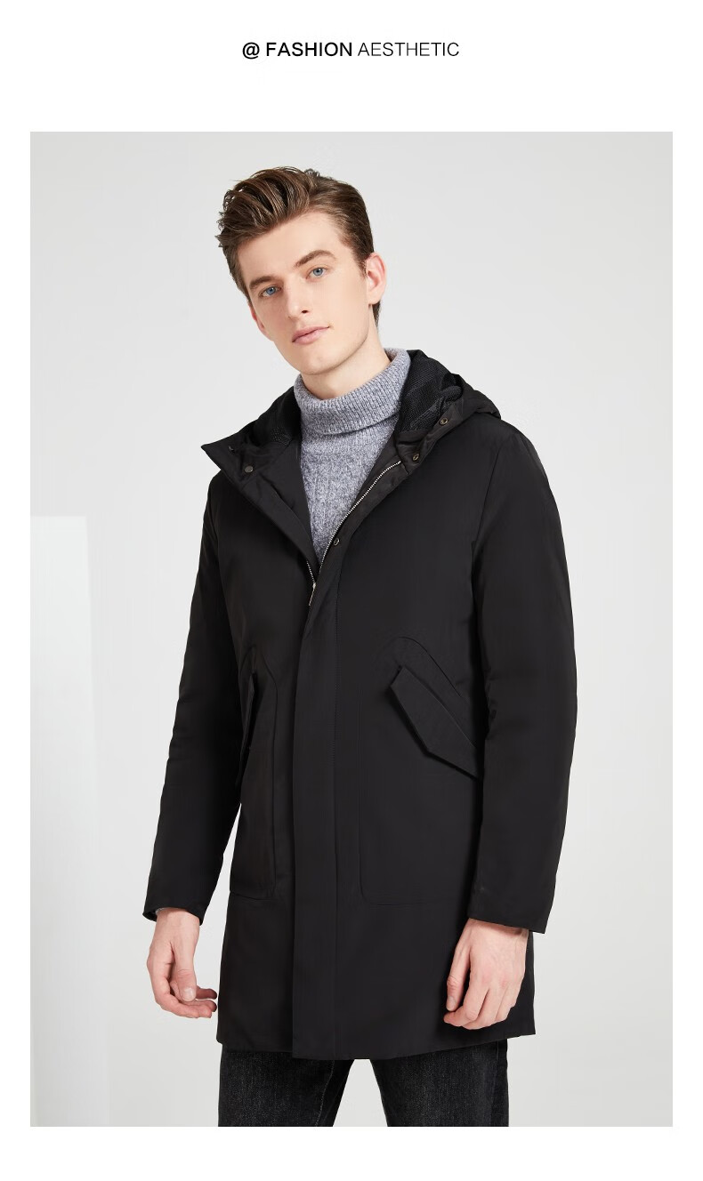 stava斯得雅男装秋冬新款羽绒服男修身加厚潮韩版中长款男士外套