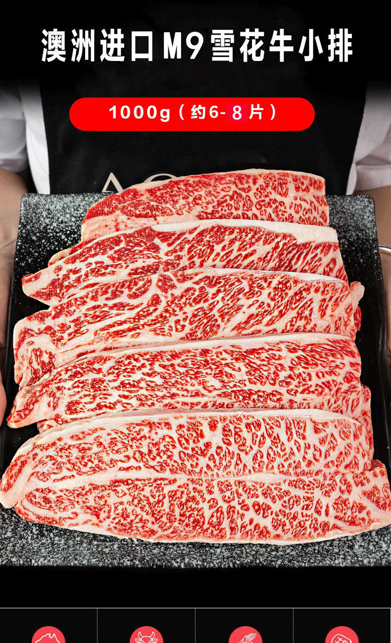 原切厚切烤肉牛排igiftfire 凤凰m9霜降牛小排【体验一斤装】【图片