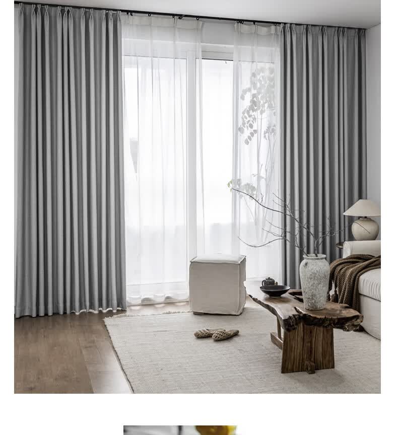 水星家纺遮光窗帘卧室加厚隔音韩褶挂钩式2022年新款防晒遮阳帘 丝滑
