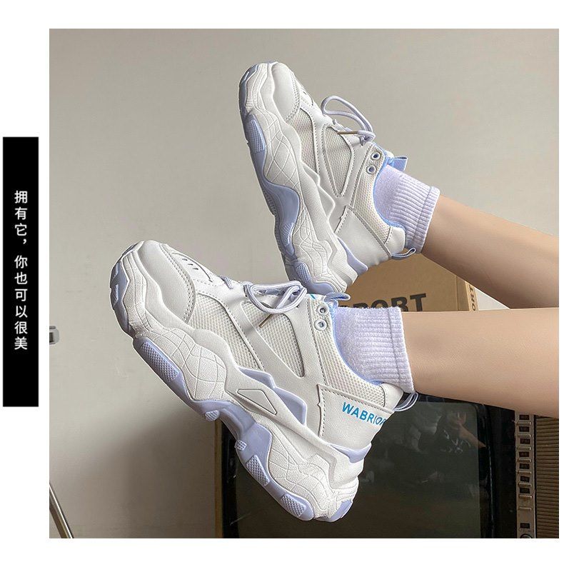 望潮鮀品白色老爹鞋子女2021年秋冬新款女鞋ins休闲百搭厚底港风运动