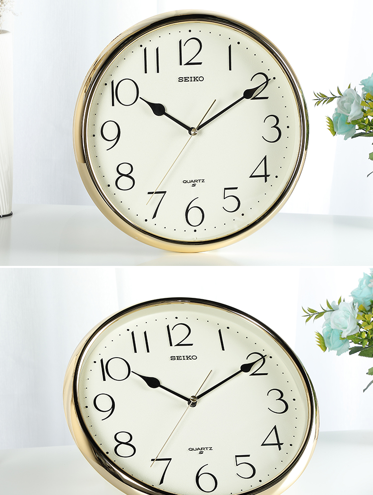 seiko精工挂钟简约客厅办公经典圆形时尚石英挂钟表qxa651 银色31cm01