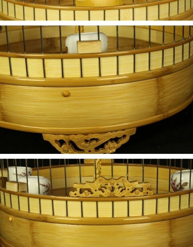不锈钢笼条百灵鸟笼凤头百灵云燕云雀沙百灵竹制鸟笼全套配置雕花单顶