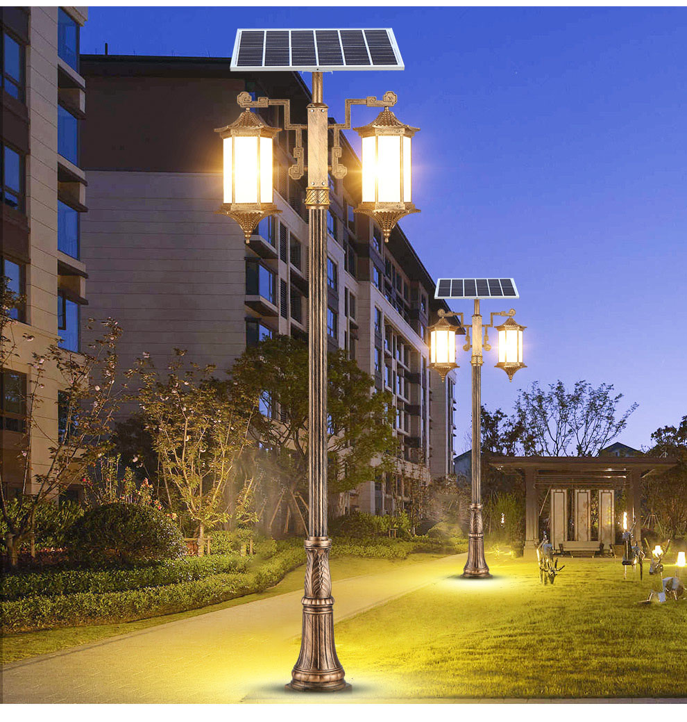 凯优美(kaiyoumei)中式太阳能路灯高杆景观灯3米小区公园户外防水双头