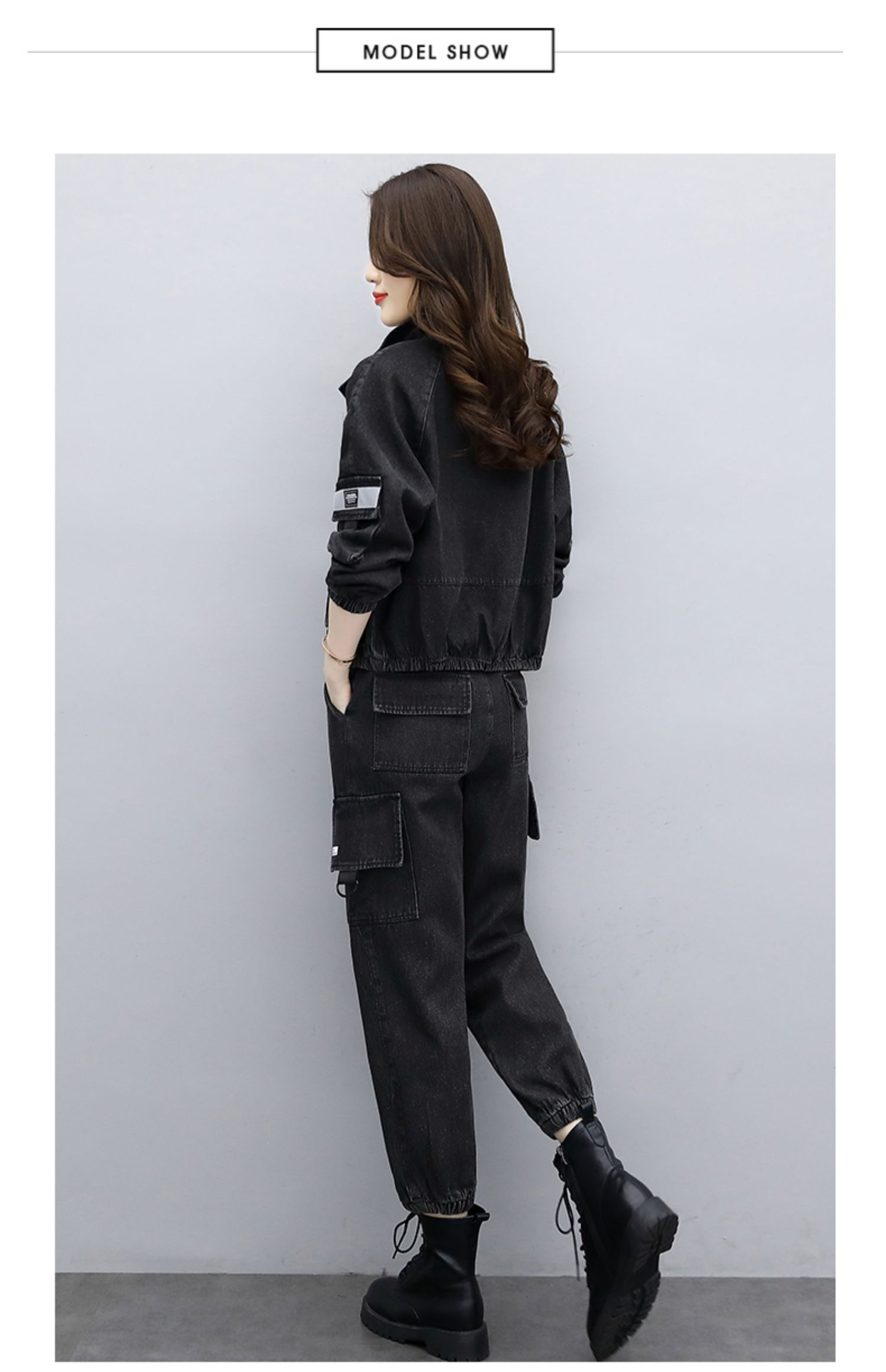 秀丽裕家时尚潮流牛仔套装2021年新款女秋季时尚气质女神范洋气两件套