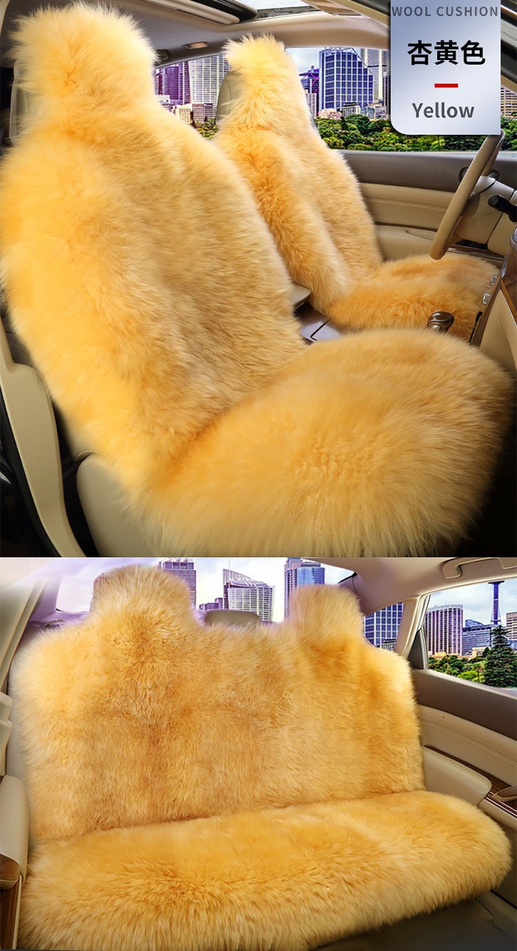 冬季纯羊毛汽车坐垫羊皮汽车坐垫皮毛一体全长毛坐垫毛绒汽车坐垫豆沙