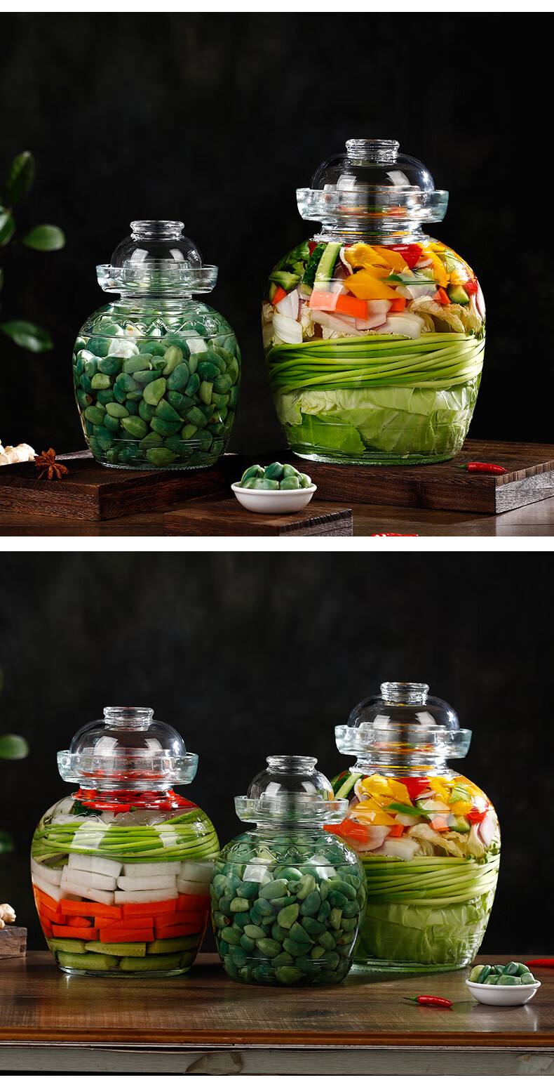 泡菜坛子家用玻璃加厚腌菜罐酸菜缸大号老式密封四川咸菜泡菜罐子五丘