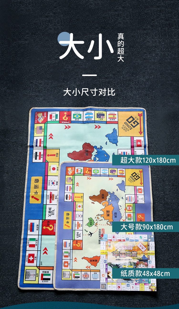 儿童成年版超大超立体游戏大富豪冒险棋 别墅丨双面 90 大富翁飞行棋