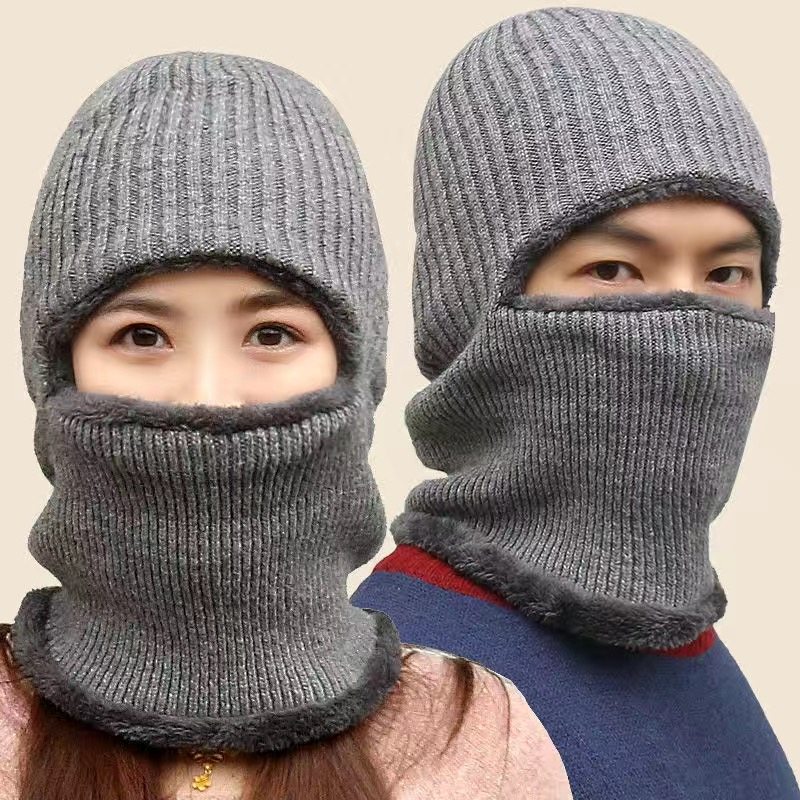 土匪帽 毛线帽子男女冬天套头帽保暖蒙面骑车防风寒东北帽围巾围脖