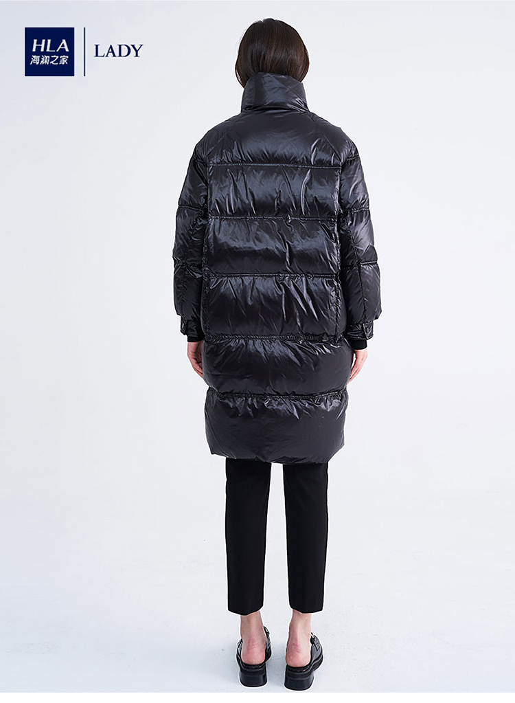 hla海澜之家亮面羽绒服女2021新款冬季90%含绒量中长款休闲外套hdayfw