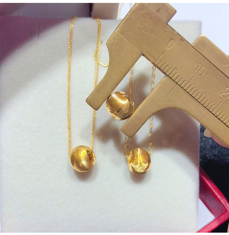 悠莱999足金黄金猫眼转运珠吊坠黄金女路路通珠子圆珠项链锁骨链套链