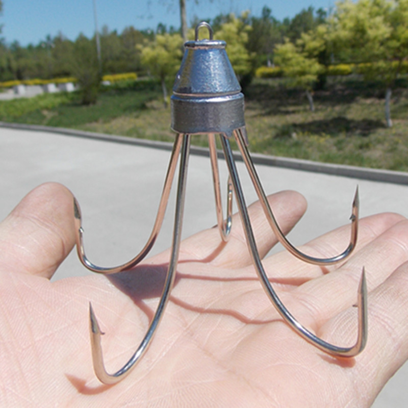 大号五爪三爪锋利锚钩超大号五本三本路亚倒刺吊钩爆炸钩不锈钢单个不