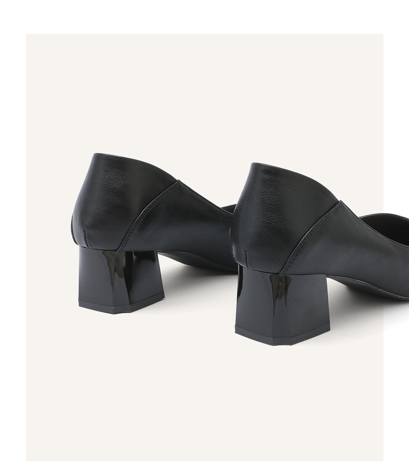 索兰2022秋新款尖头高跟鞋职业通勤黑色单鞋女粗跟工作鞋22ct3129黑色