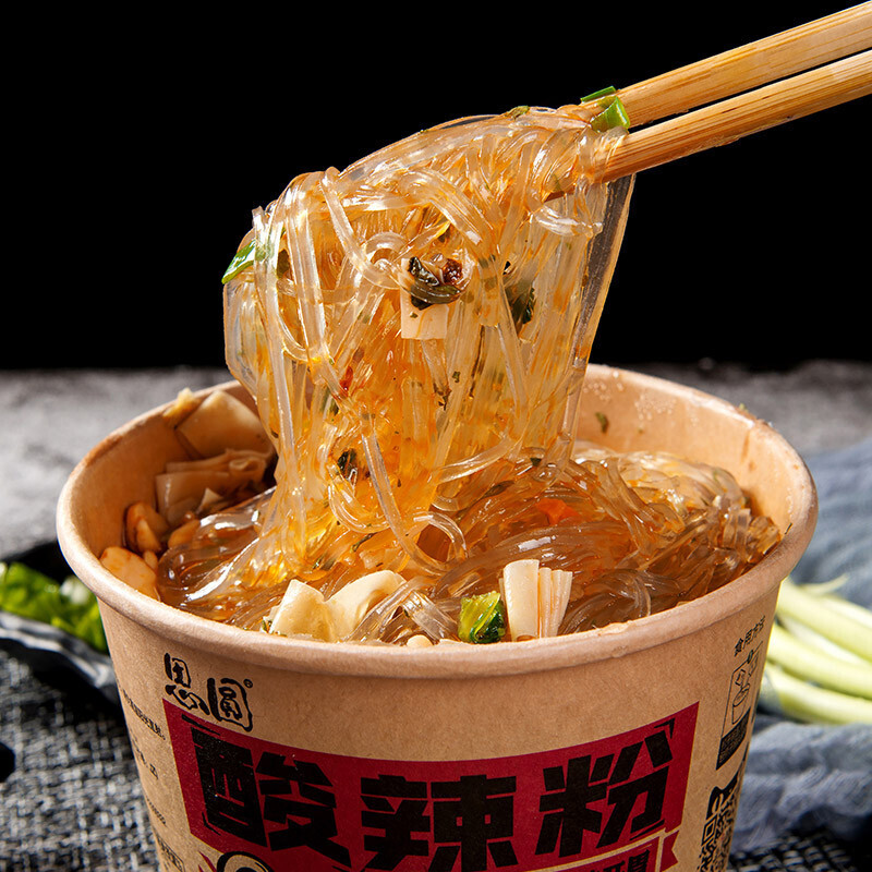 思圆酸辣粉圆嗨吃家方便桶装酸辣粉6桶12桶整箱花甲粉速食红薯粉条