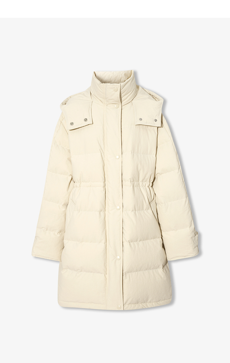 商场同款mm麦檬2021冬季新款白鹅绒米白中长款羽绒服女5cb180472 米色