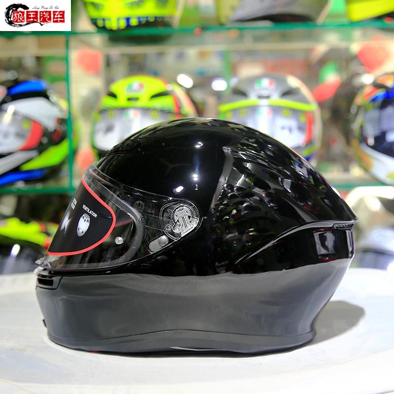 意大利现货k6摩托车头盔碳纤维轻便全盔四级跑盔春夏季赛道盔黑黄色xl