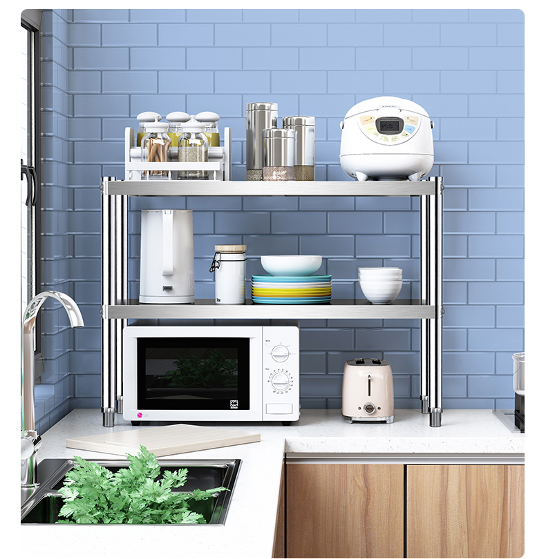 京品优选灶台上的置物架厨房台面收纳置物架窄小型多功能不锈钢收纳柜