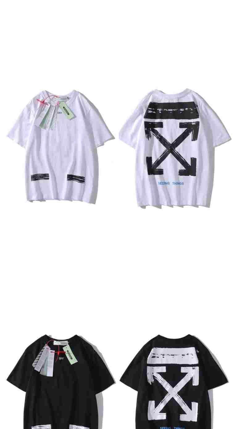 off春夏季t恤white男女ow油画短袖西安限定樱花胶条箭头半袖纯棉 乳
