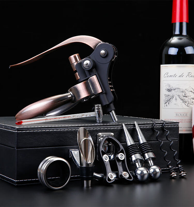 红酒开瓶器家用多功能开酒器套装瓶起子开酒神器起盖器酒起子银色礼盒