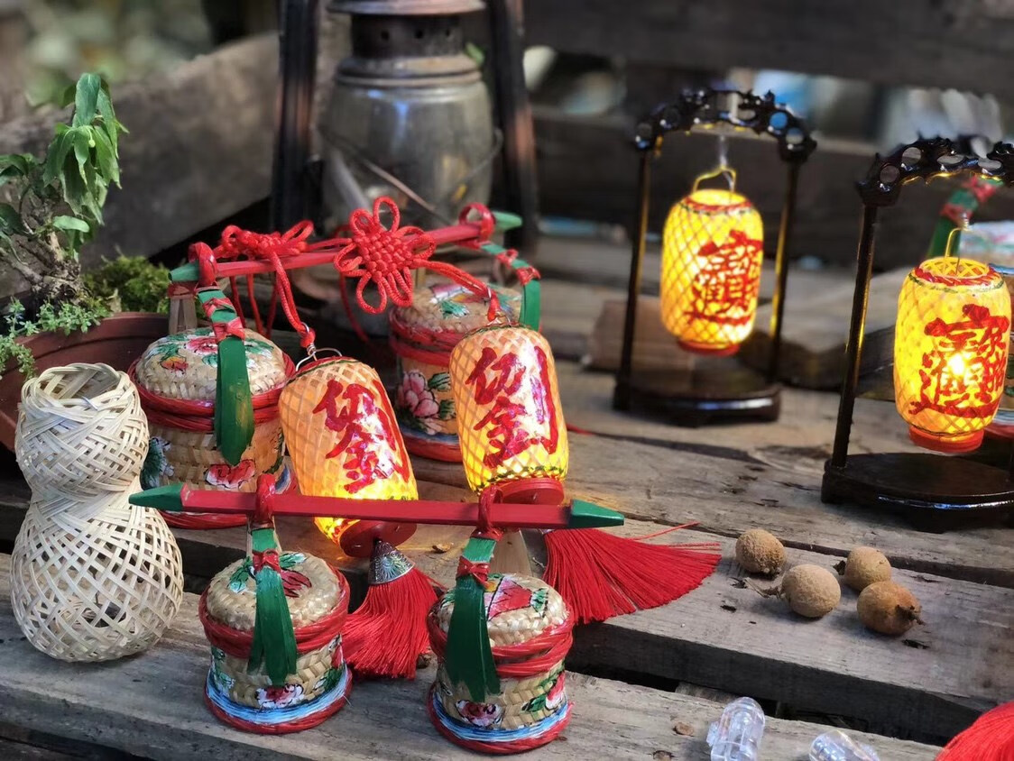 传统油纸灯笼传统潮汕竹编油纸迷你大小灯笼车载挂饰摆件
