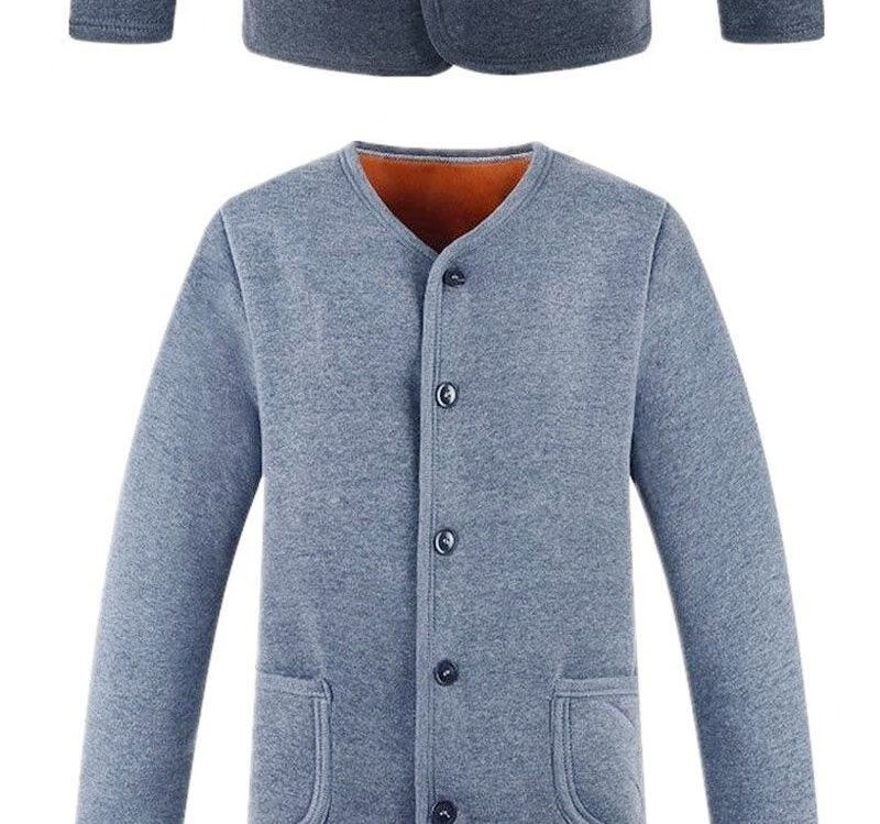 身厚款爸爸加绒加厚毛衣男士开衫秋冬中老年保暖毛线衣父针织带扣外套