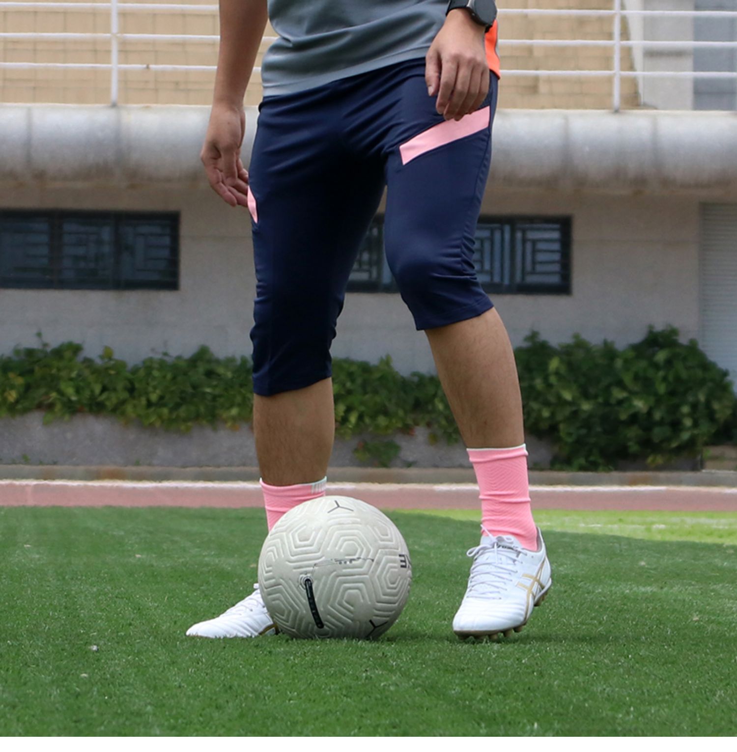 足球收腿裤训练短男七分裤修身长裤小脚透气跑步运动健身口袋拉链深