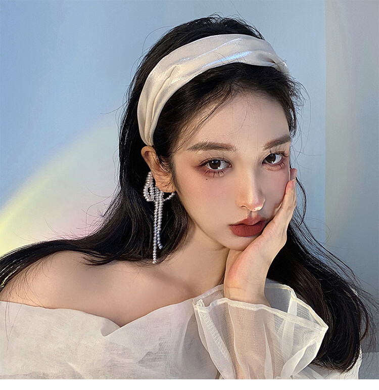 流苏珠子网纱宽边发箍女生成人洗脸头箍碎发压发复古发卡发带学生简约