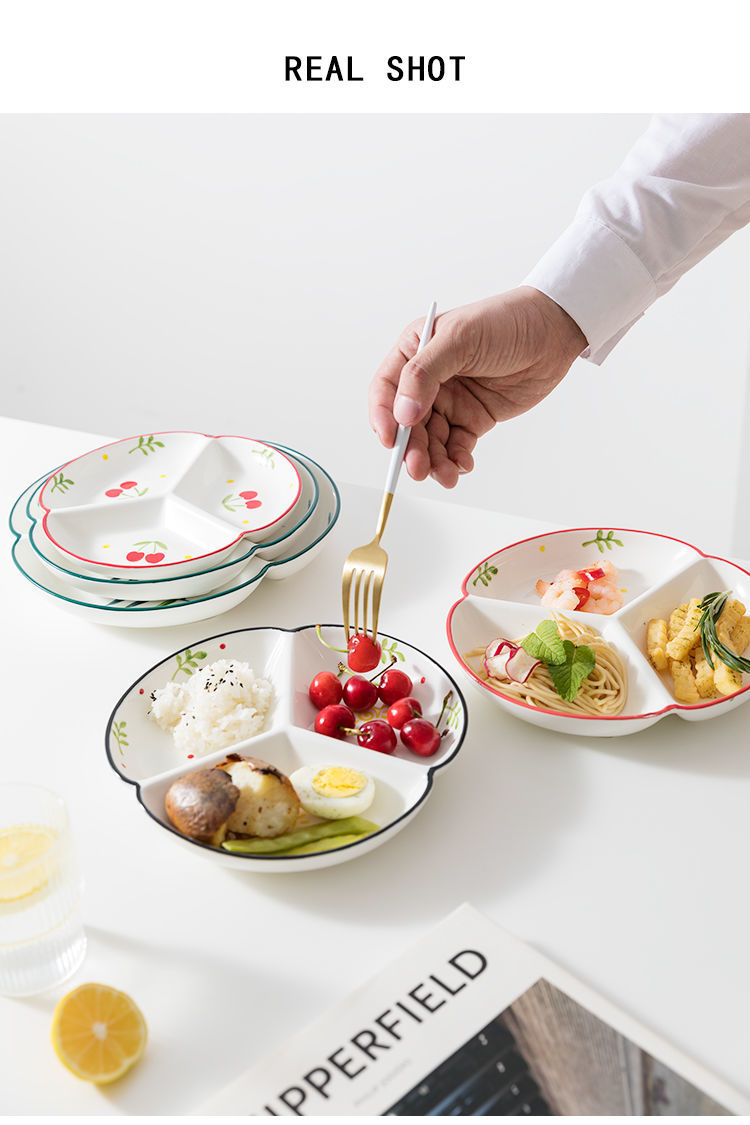 梵蒂威仕日式餐具分格盘创意陶瓷分隔盘家用分菜盘三格分餐盘早餐碟