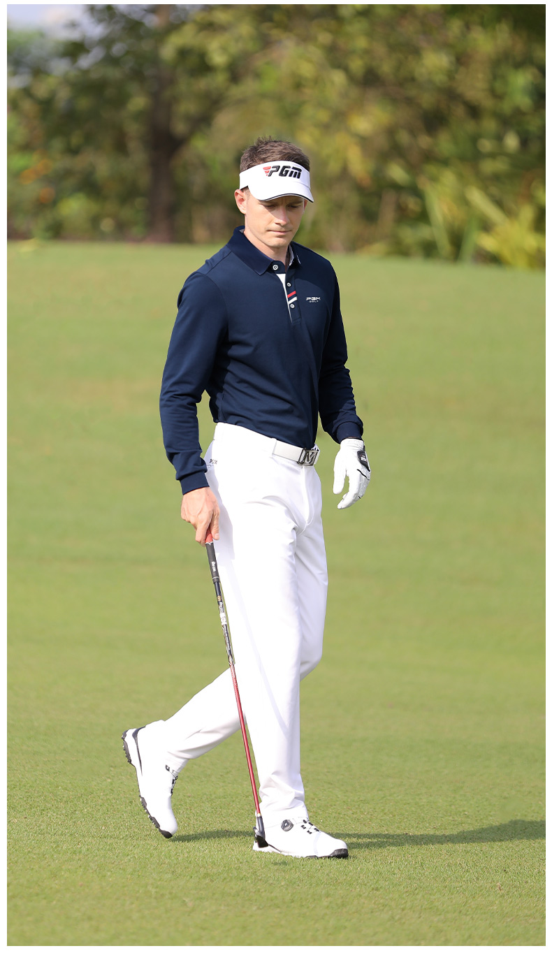 高尔夫球衣服男长袖t恤秋冬季golf保暖上衣服装男装翻领polo衫yf095