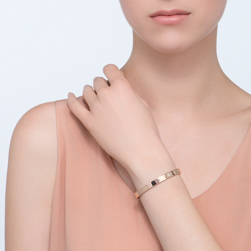 二手99新卡地亚手镯开口love系列18k玫瑰金白金女生生日礼物奢侈品