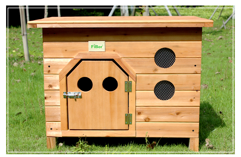 全诺酷范博碳化实木户外室内平顶木狗窝狗屋猫窝狗笼宠物窝狗房本色