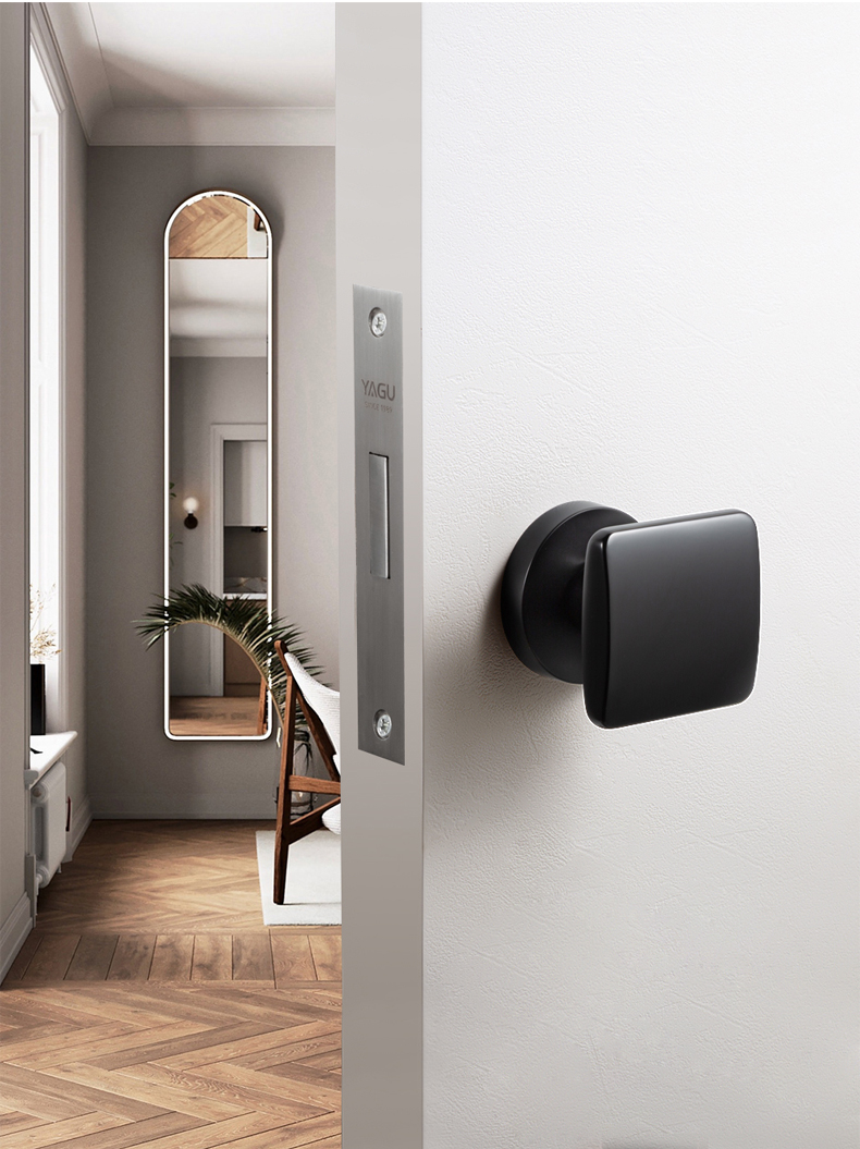 亚固隐形门锁室内卧室单边锁背景墙门隐藏暗锁单面暗装黑色门锁 222