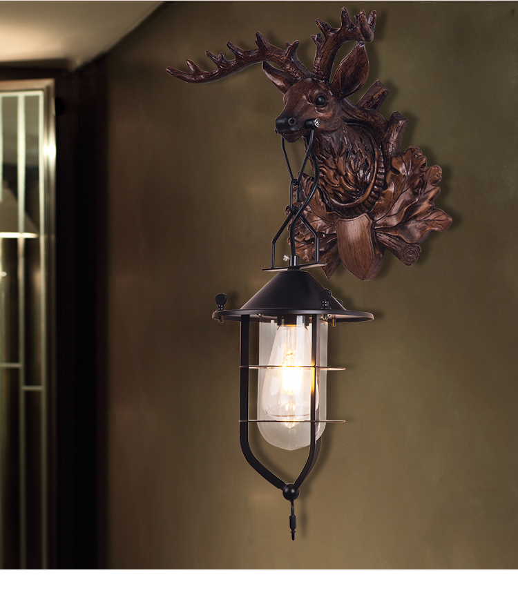 梵靓鹿角壁灯美式乡村创意客厅餐厅酒吧别墅个性艺术欧式复古鹿头灯具