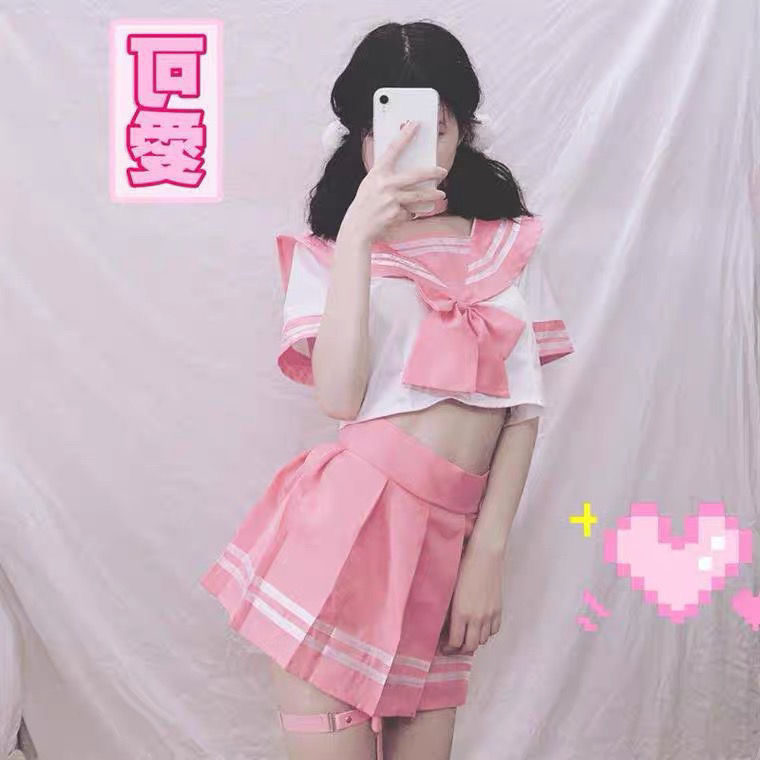 日韩cos性感学生制服可爱水手服女jk学生装校服软妹主播套装粉色手k