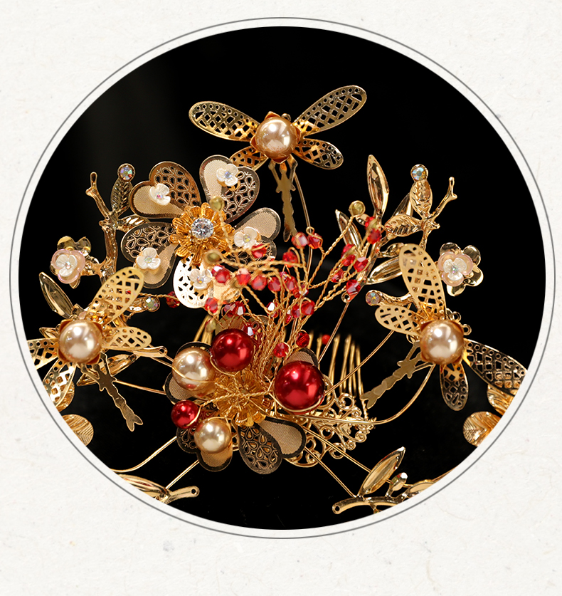 秀禾头饰简单大气女中式婚礼新娘礼服搭配发饰品凤冠流苏静影套装耳夹