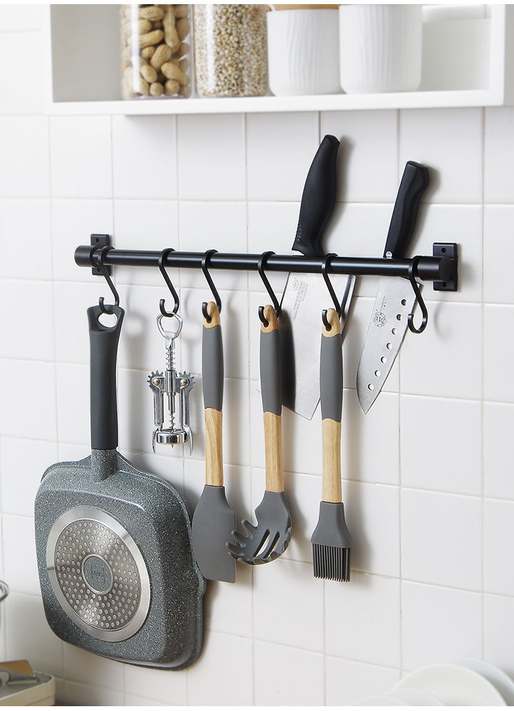 厨房挂钩厨卫免打孔挂杆勺子铲子厨具架铲勺挂架厨房置物架壁挂挂钩