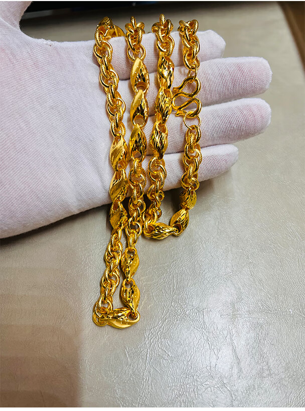 小腰金9999足金黄金项链大克数定制2021年新款男士足金骑士链不带吊坠