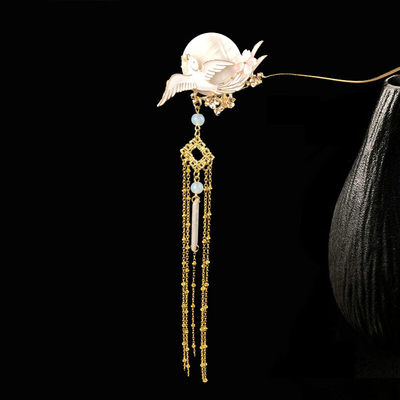 琼枝玉叶古风古典气质流苏汉服发饰古装日常款d 金色 带一只流苏 (h01