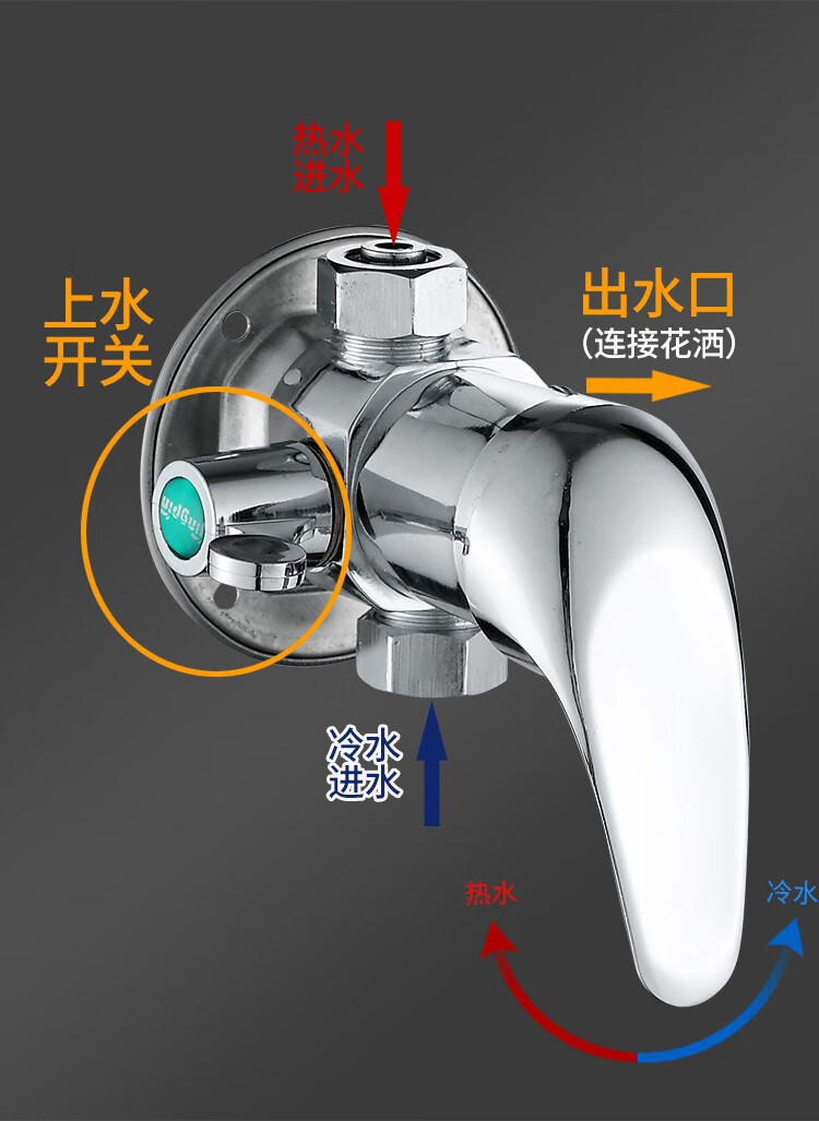 太阳能混水阀冷热水开关带上水老式明装手动热水器洗澡淋浴沐浴混合阀