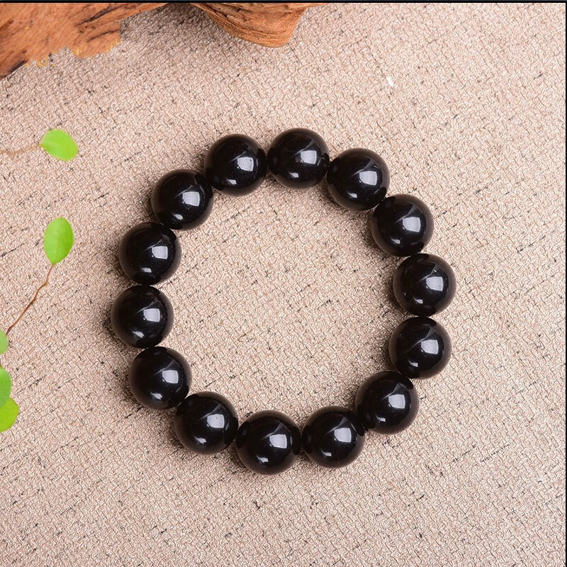 轩野天然黑水晶手链十二生肖黑色属水男女情侣手串水晶原石手串饰品黑