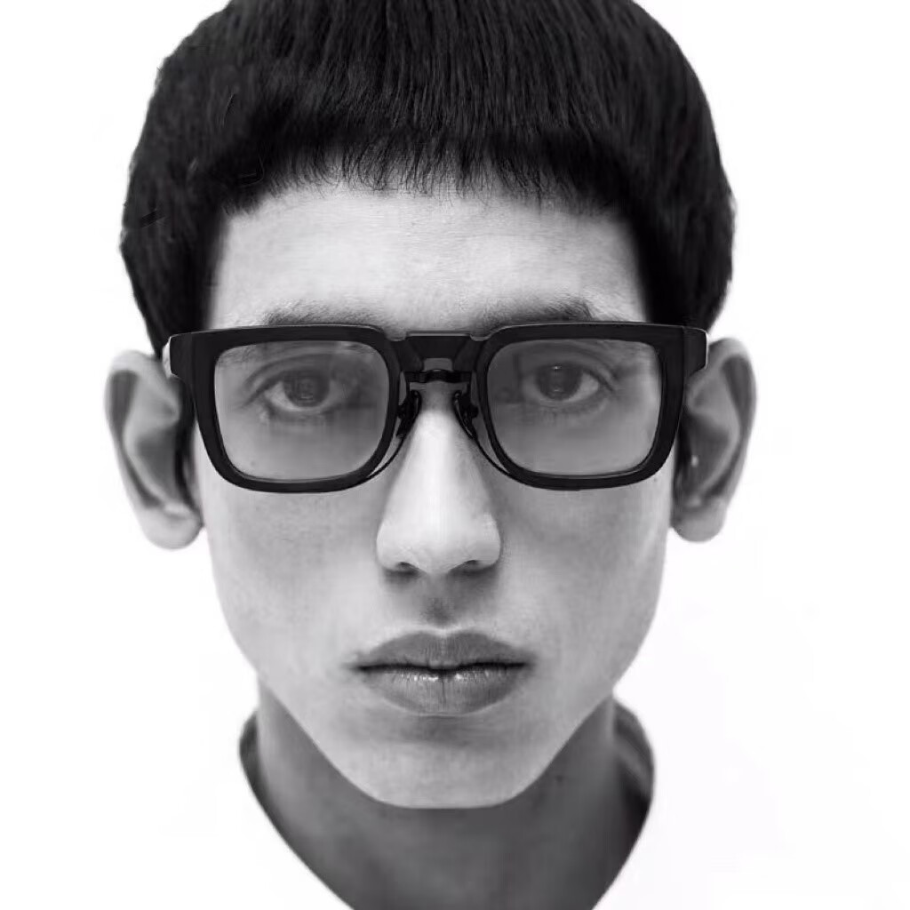 科技感嘻哈墨镜 复古kub金属双鼻梁墨镜男时尚欧美风方形蓝色太阳眼镜