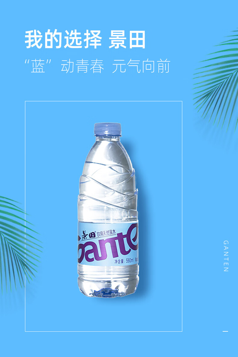 康师傅 ganten饮用纯净水560ml*48瓶/2箱装健康饮用水矿泉水出游携带