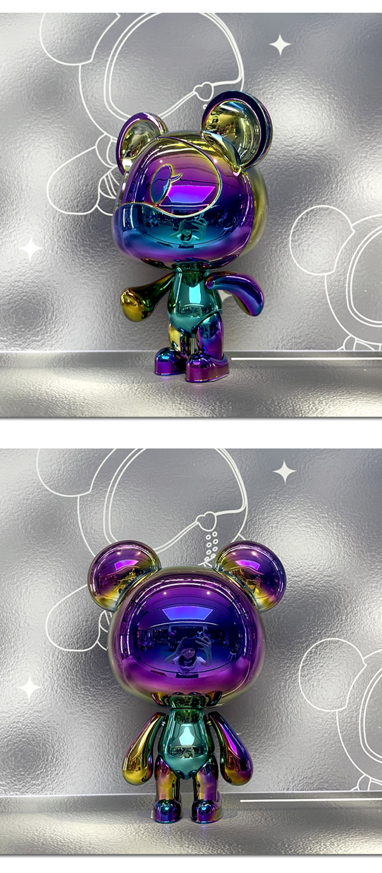 星际熊 潮玩小熊静态模型公仔手办电镀q熊系列大头萌熊送男友送女友