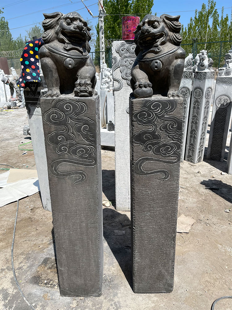 青石雕拴马桩石狮子貔貅麒麟吸水四神兽栓柱仿古做旧摆件庭院定制青石