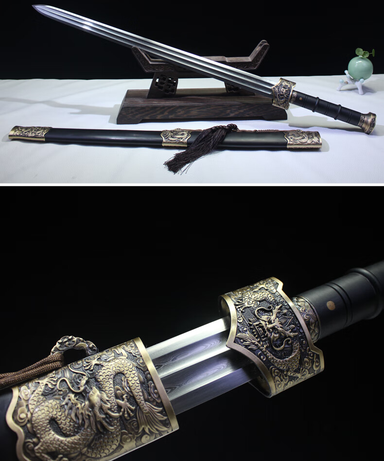 龙泉川山岛刀剑全手工高锰钢花纹钢八面四面宝剑汉剑唐剑长剑短剑硬剑