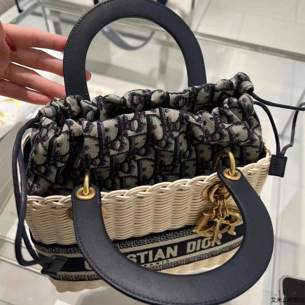 代购dior/迪奥 新款女包包lady系列手袋柳条编织手提包肩背斜 需要
