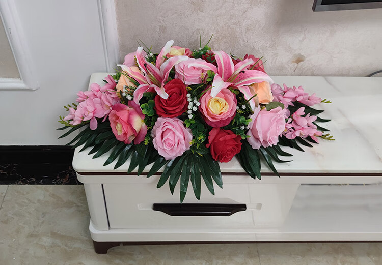 霜魄 会议室仿真桌花会议台花仿真花会议桌花假花长桌摆花办公室装饰